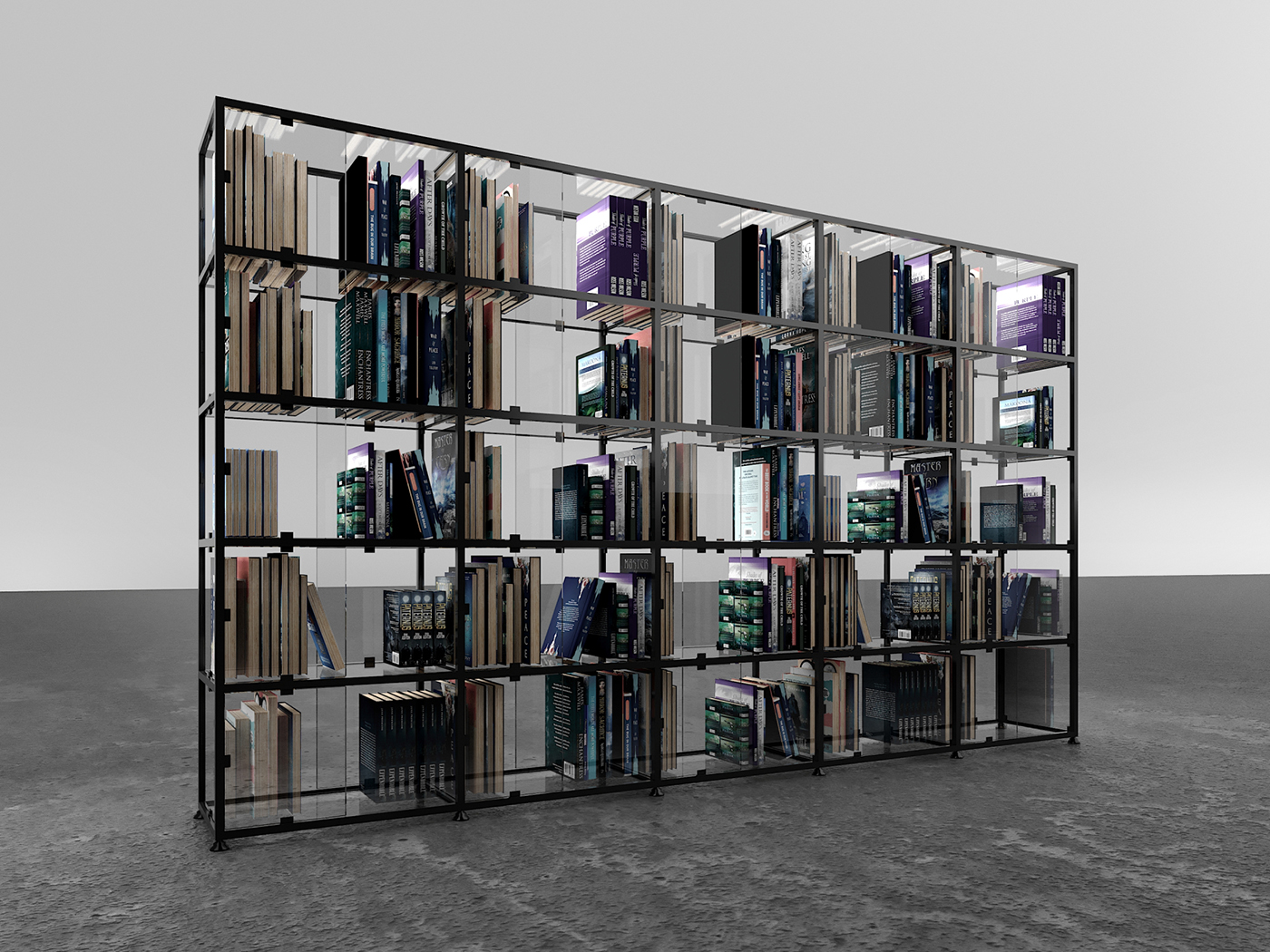 MDDM-Architects-Studio-Library-Doublesided-Bookshelves-furniture-product-design-Glass-Metal